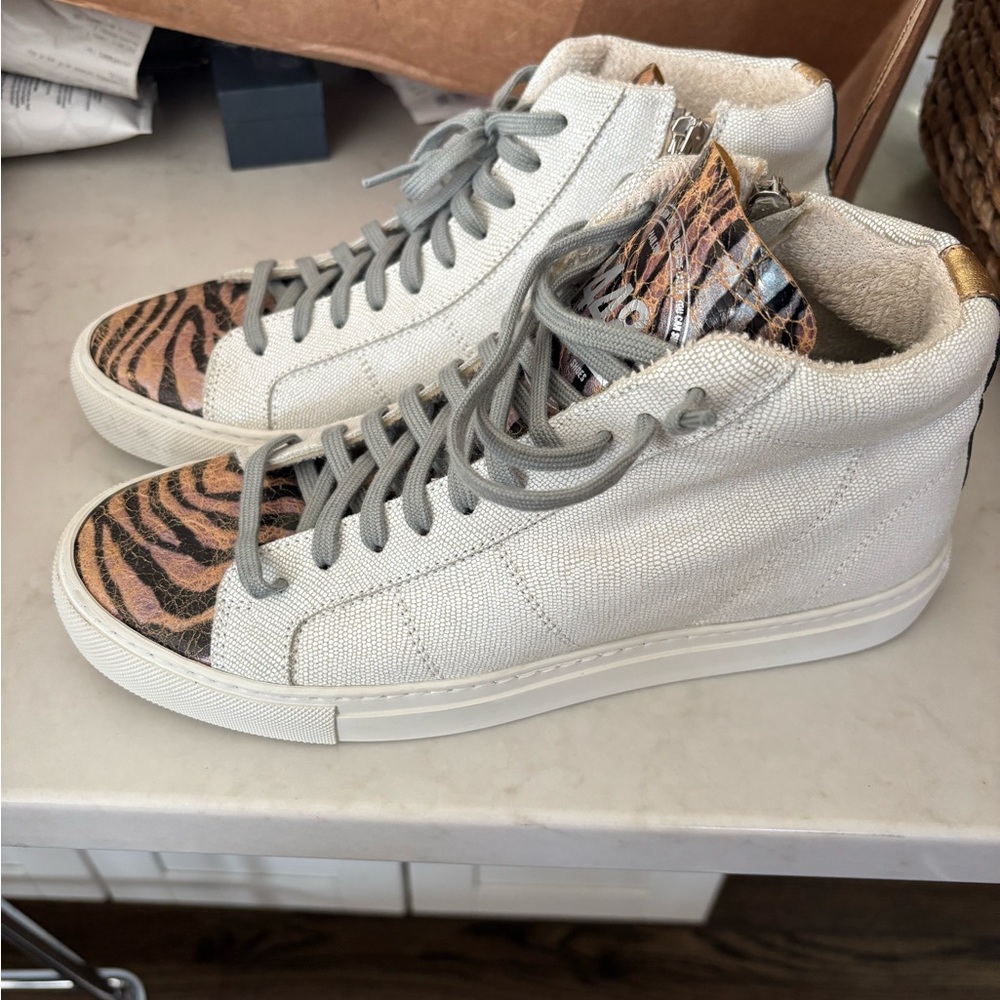 New P448 Cream High-Tops with Tiger Print